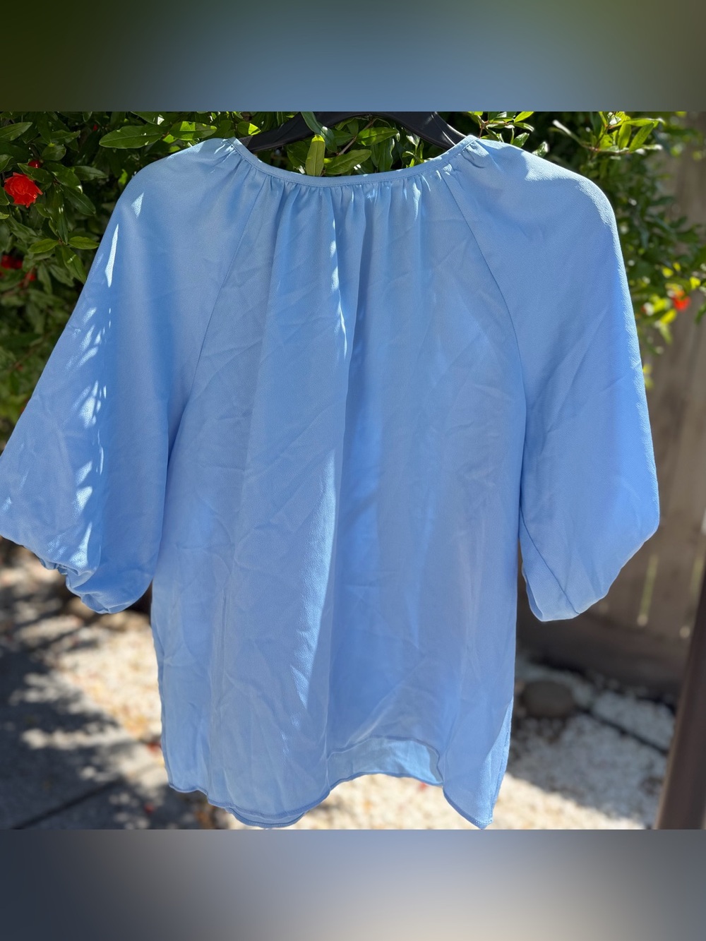 Worthington womens Sky Blue Blouse light silky cool summery